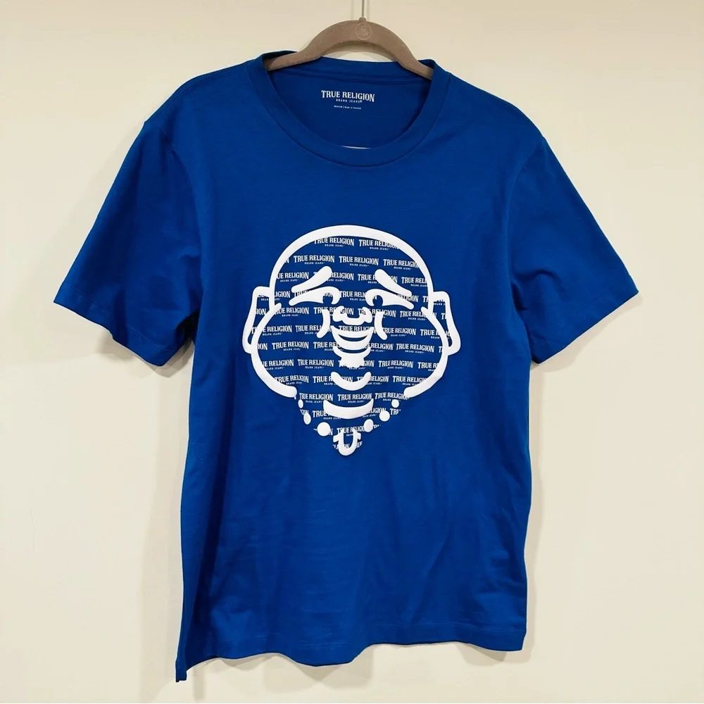 TRUE RELIGION Smiling Buddha Graphic T-Shirt Lake Blue New Size Medium